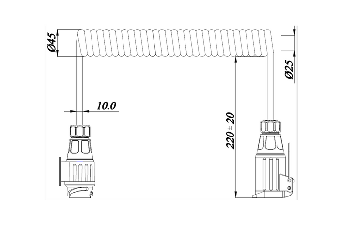 KAMAR E1384-A спиральный электрический кабель 1,5 м 12 В вилка/розетка 13PIN
