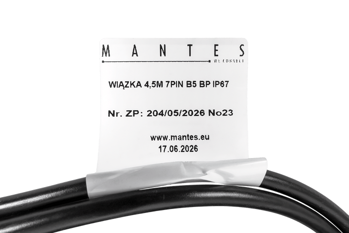 MANTES elektroinstalācija, laivas piekabes instalācija 4,4 m, 7 kontaktu spraudnis, 2x5 kontaktu bajonetes savienotāji
