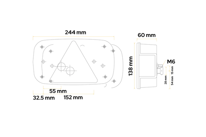 ASPÖCK Multipoint III aizmugurējais lukturis, 8 funkcijas, pa labi