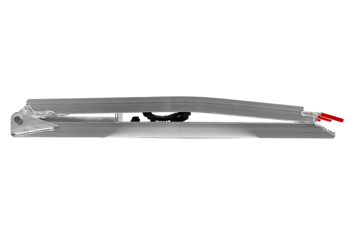 UNITRAILER ALR003 salokāmas rampas alumīnija rampas piekabēm 221 cm 680 kg ar jostu un atbalstu, 2 gabalu komplekts