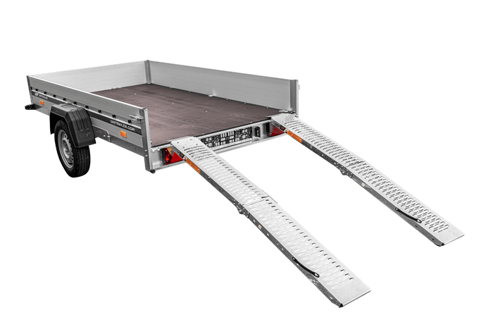 Складные стальные пандусы UNITRAILER ALR004B для заездов на прицепы, 190 см, грузоподъемность 400 кг, комплект из 2 штук.