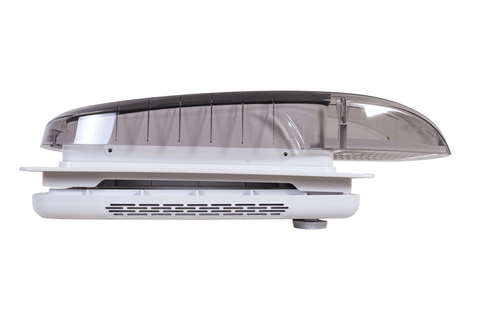 Automātiskais jumta ventilators PUNDMANN PLUS FAN kemperim ar apgaismojumu, rullo žalūzijām 400×400 mm